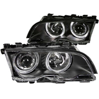 ANZO 1999-2001 BMW 3 Series E46 Projector Headlights w/ Halo Black - Burkken Auto Parts