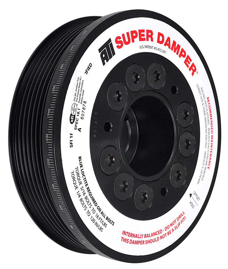 ATI Damper - 5.67in - Alum - 7 Grv - Honda K20 - Street - 02+ 2.0L - Civic Type-R / Acura RSX - 1Pc - Burkken Auto Parts