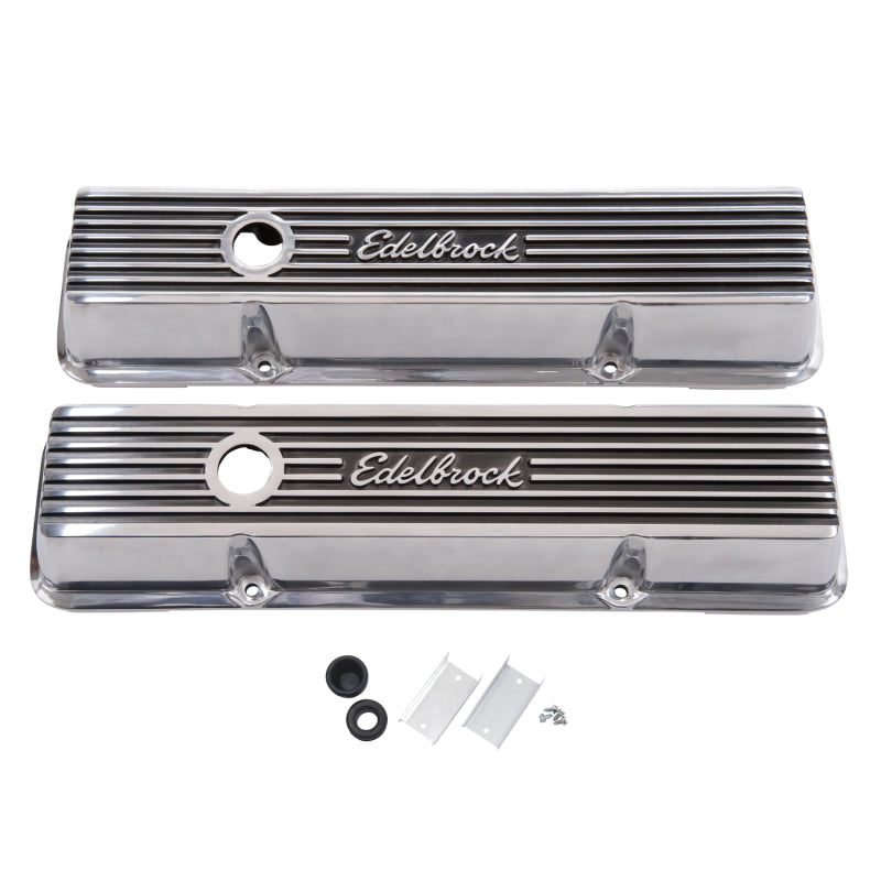 Edelbrock Valve Cover Elite II Series Chevrolet 1959-1986 262-400 CI V8 Low Polished - Burkken Auto Parts
