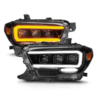 ANZO 16-22 Toyota Tacoma SR/SR5 ONLY Full LED Proj Headlights w/Light Bar Seq. Blk w/Initiation Lgt - Burkken Auto Parts
