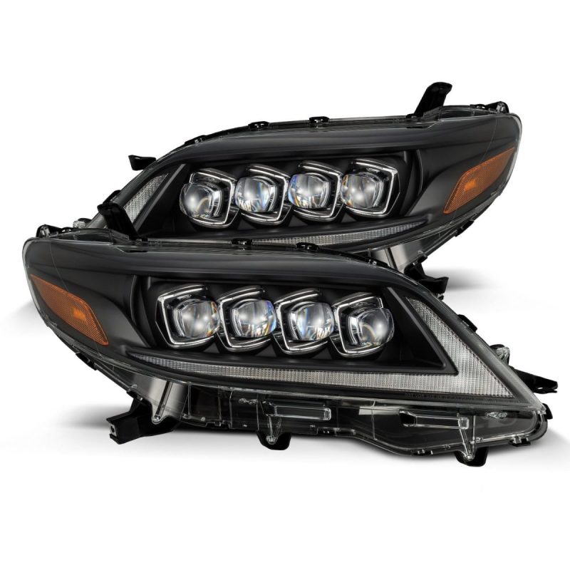 AlphaRex 2011+ Toyota Sienna NOVA LED Proj Headlights Plank Style Black w/Activ Light/Seq Signal/DRL - Burkken Auto Parts