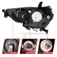 ANZO 14-18 Toyota 4 Runner Plank Style Projector Headlights Black w/ Amber - Burkken Auto Parts