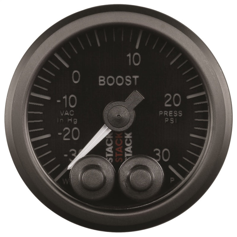 Autometer Stack Instruments 52mm -30INHG To +30PSI Pro Control Boost Pressure Gauge - Black - Burkken Auto Parts