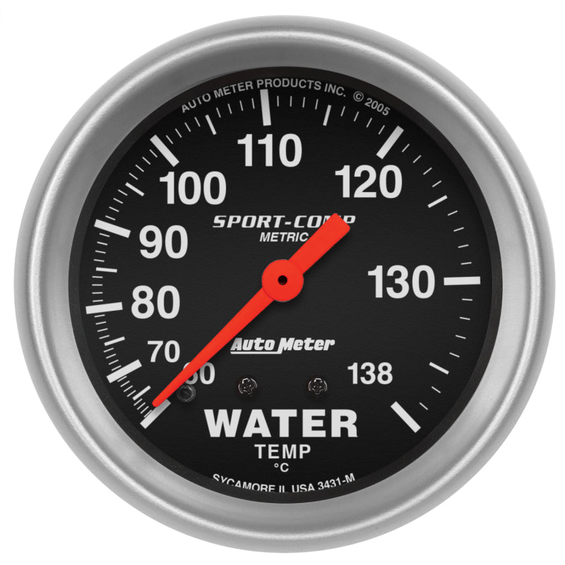 Autometer 2-5/8in 60-140 Degree C Mechanical Water Temperature Sport-Comp Gauge - Burkken Auto Parts