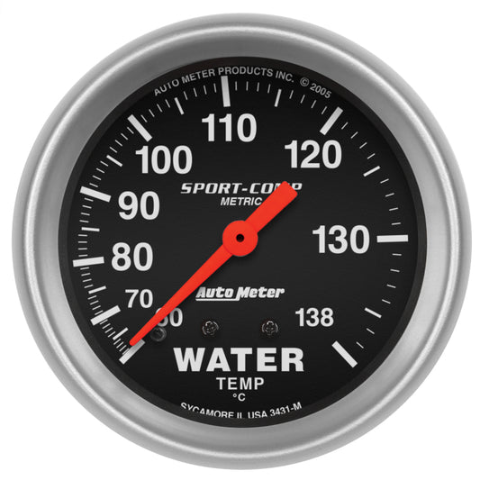 Autometer 2-5/8in 60-140 Degree C Mechanical Water Temperature Sport-Comp Gauge - Burkken Auto Parts