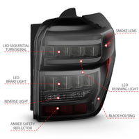 ANZO 2014-2020 Toyota 4Runner T.L Black Housing Smoke Lens Red Light Bar W/Sequential - Burkken Auto Parts