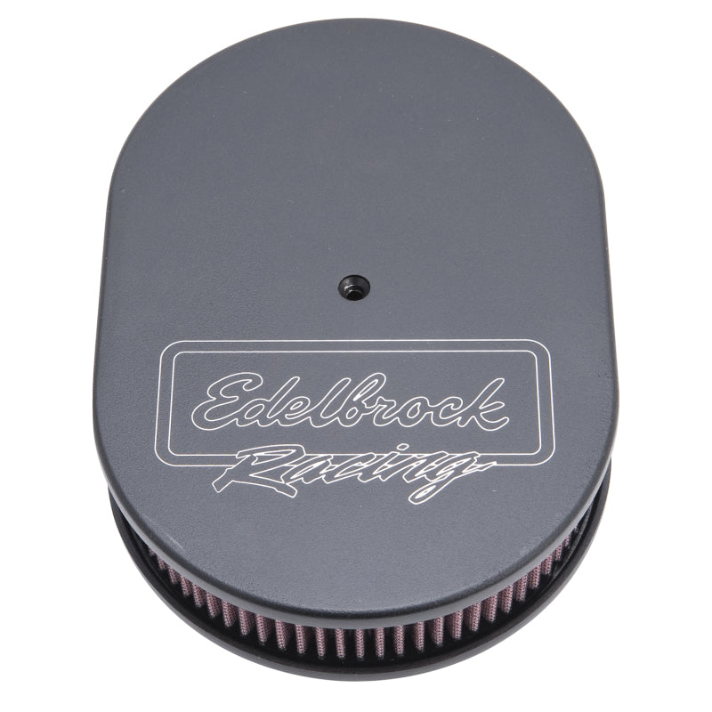 Edelbrock Air Cleaner Victor Series Oval Aluminum Top Cloth Element 11 875In X 8 25In X 3 75In Black - Burkken Auto Parts