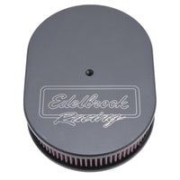 Edelbrock Air Cleaner Victor Series Oval Aluminum Top Cloth Element 11 875In X 8 25In X 3 75In Black - Burkken Auto Parts