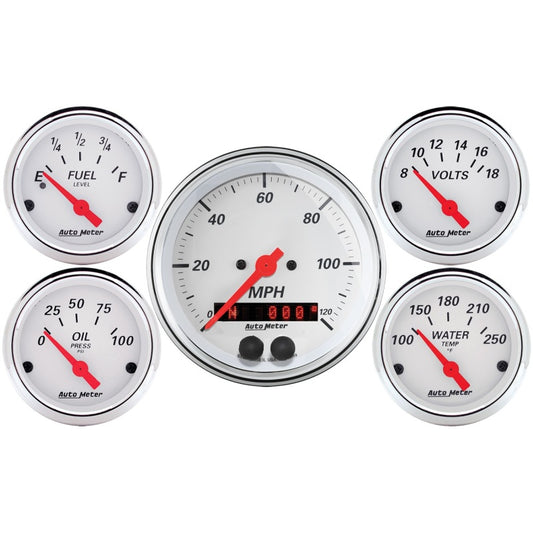 Autometer Arctic White 3-3/8in Electric Speedometer with 2-1/16in Volt/Water/Oil/Fuel - Burkken Auto Parts
