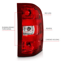 ANZO 2007-2013 Chevy Silverado Taillight Red/Clear Lens (OE Replacement) - Burkken Auto Parts