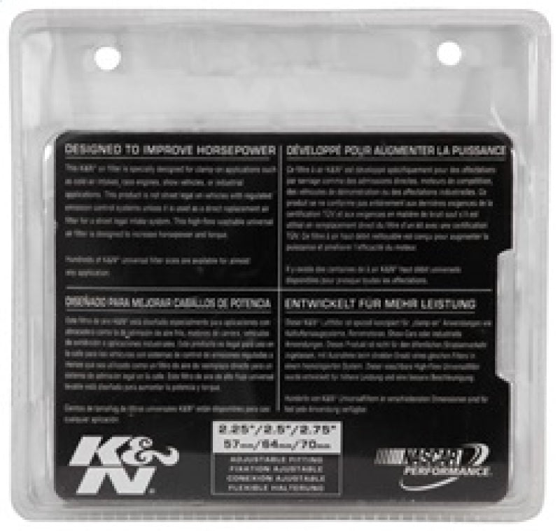 K&N Universal Chrome Filter 2 3/4in FLG / 4 1/2in Bottom / 4 1/2in Height - Burkken Auto Parts