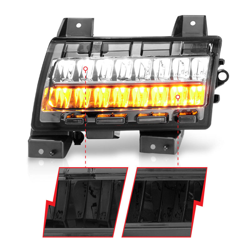 ANZO 2018-2021 Jeep Wrangler LED Side Markers Chrome Housing Smoke Lens w/ Seq. Signal Sport Bulb - Burkken Auto Parts