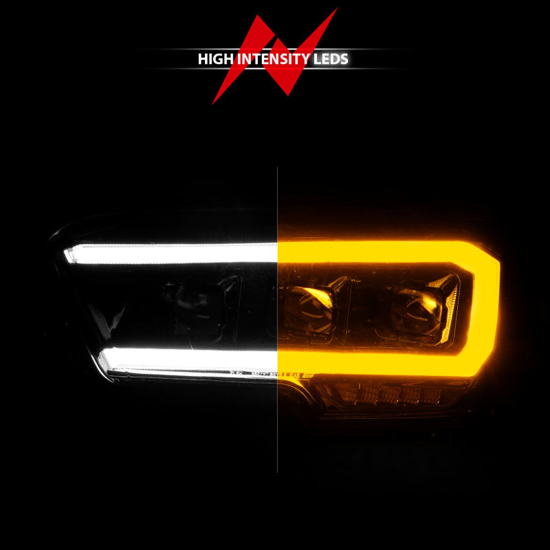 ANZO 16-22 Toyota Tacoma LED Projector Headlights w/ Light Bar Sequential Black Housing w/Initiation - Burkken Auto Parts