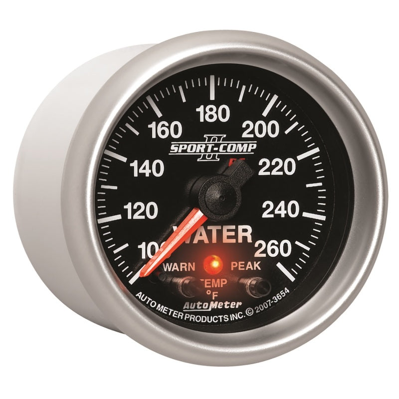 Autometer Sport-Comp II 52.4mm 100-260 Deg F Water Temp Peak & Warn w/ Electronic Control Gauge - Burkken Auto Parts