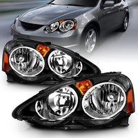 ANZO 2002-2004 Acura RSX Crystal Headlights Black - Burkken Auto Parts