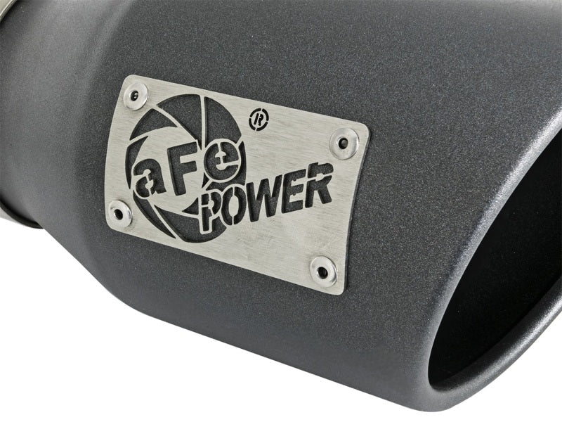 aFe MACH Force-Xp 3in 304 SS Metallic Black Exhaust Tip 3in In x 4-1/2in Out x 9in L Bolt-On Left - Burkken Auto Parts