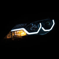 ANZO 2013-2015 Toyota Rav4 Projector Headlights w/ Plank Style Design Black - Burkken Auto Parts