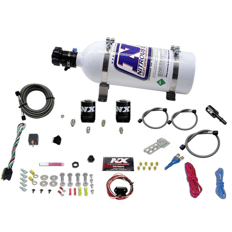 Nitrous Express 11-15 Ford Mustang GT 5.0L Coyote Single Nozzle Nitrous Kit (35-150HP) w/5lb Bottle - Burkken Auto Parts