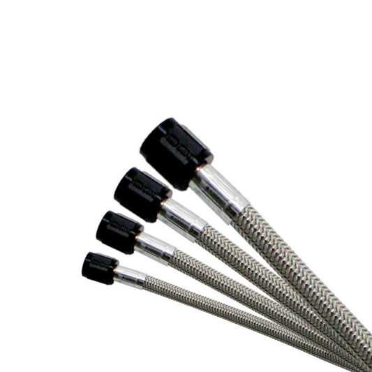 Nitrous Express 8AN 12in Stainless Steel Braided Hose (Black Ends) - Burkken Auto Parts