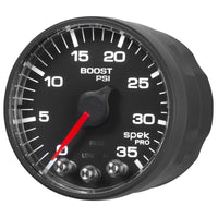 Autometer Spek-Pro Gauge Boost 2 1/16in 35psi Stepper Motor W/Peak & Warn Black/Black - Burkken Auto Parts