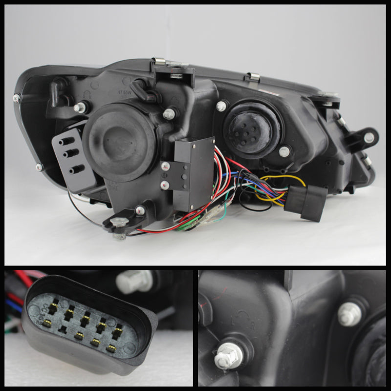 Spyder Volkswagen Jetta 11-14 Projector Headlights Halogen Light Tube DRL Blk PRO-YD-VJ11-LTDRL-BK - Burkken Auto Parts