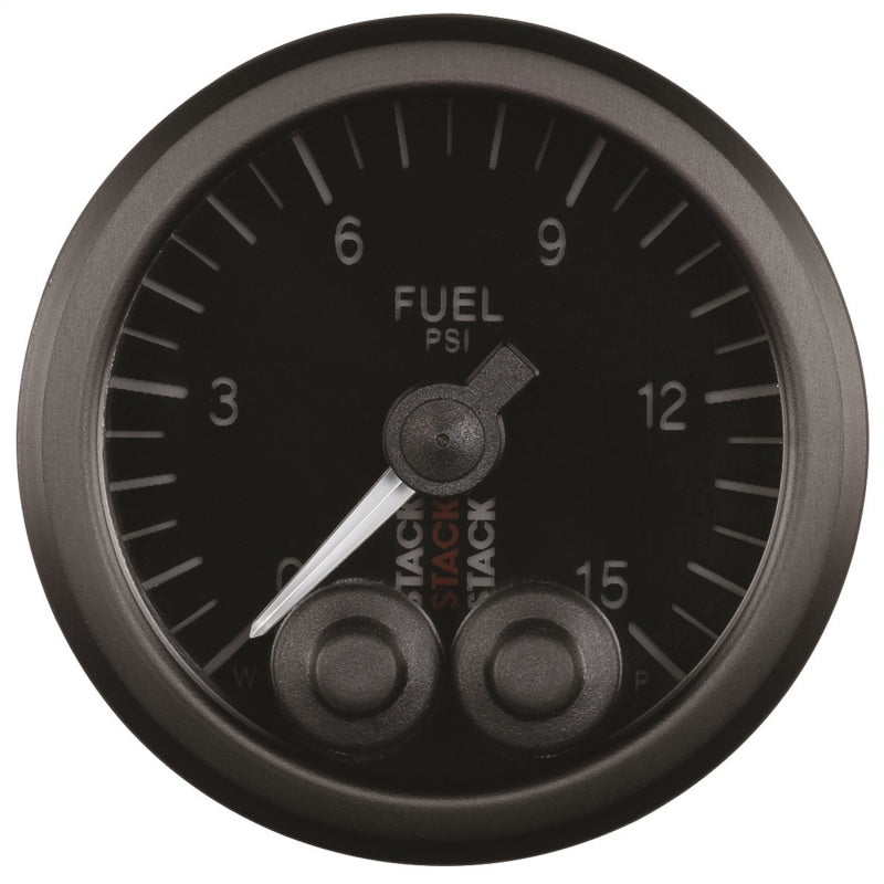 Autometer Stack 52mm 0-15 PSI 1/8in NPTF Male Pro-Control Fuel Pressure Gauge - Black - Burkken Auto Parts