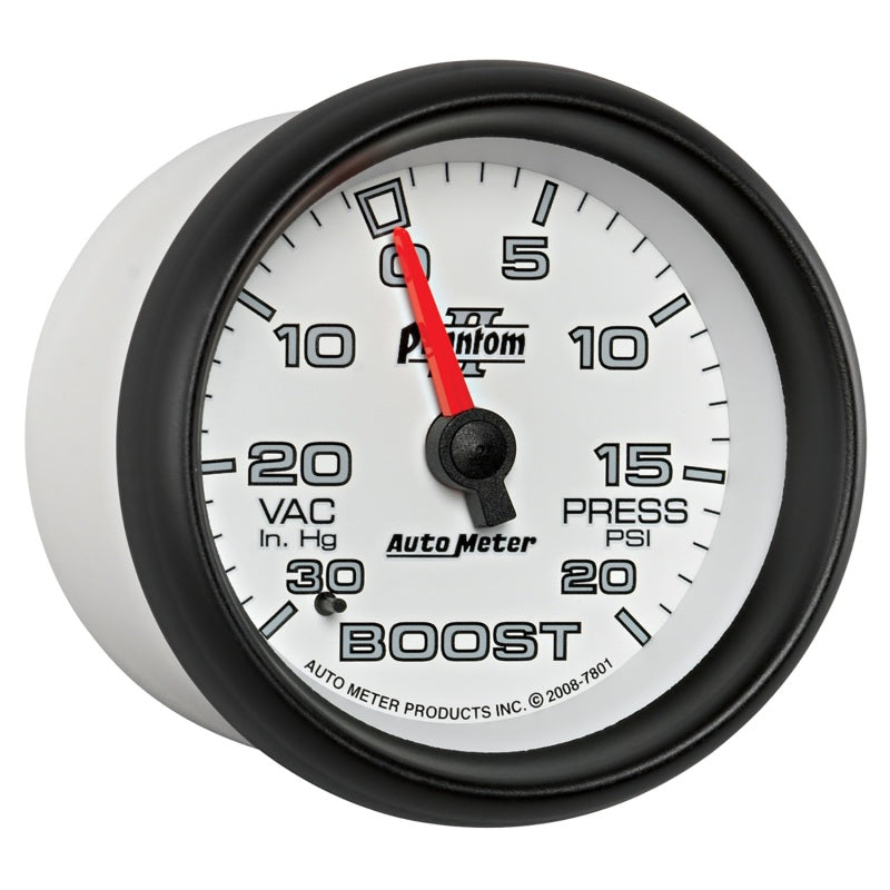 AutoMeter Gauge Vac/Boost 2-5/8in. 30Inhg-20PSI Mechanical Phantom II - Burkken Auto Parts
