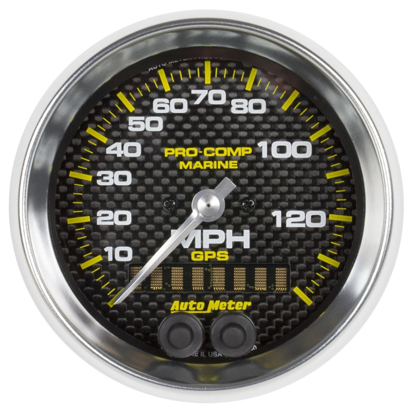 Autometer Gauge GPS Speedometer 3-3/8in 140 MPH Marine Carbon Fiber Gauge - Burkken Auto Parts