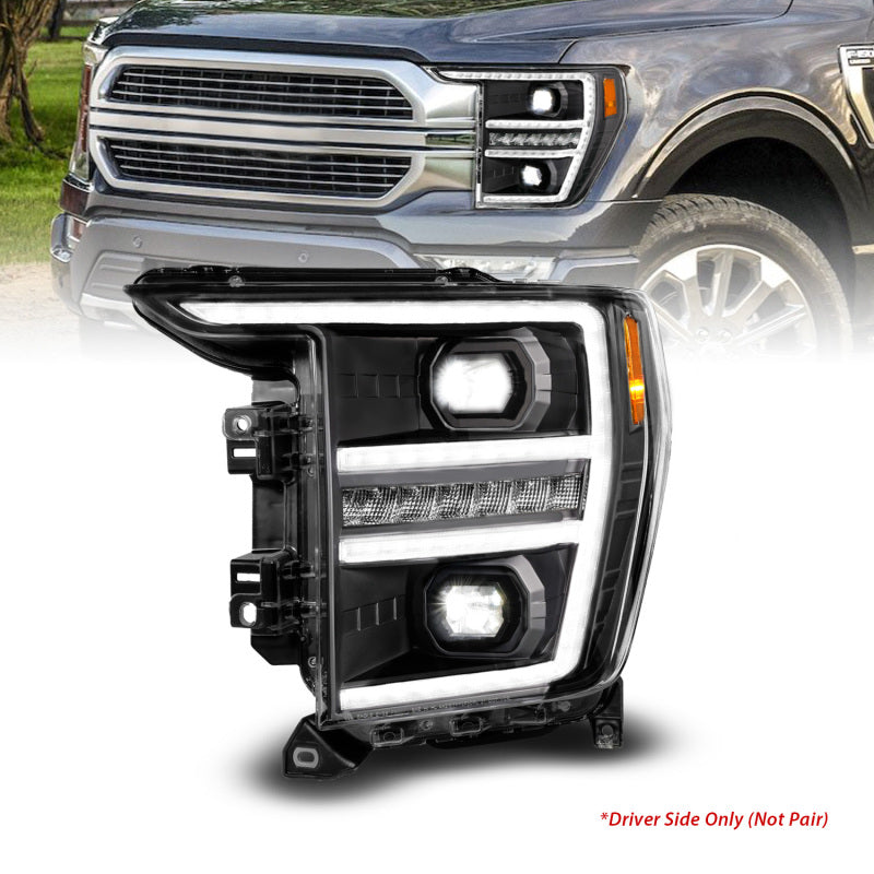 ANZO 21-23 Ford F150 LED Projector Headlight w/Switchback+Sequential - Black (Driver Side Only) - Burkken Auto Parts
