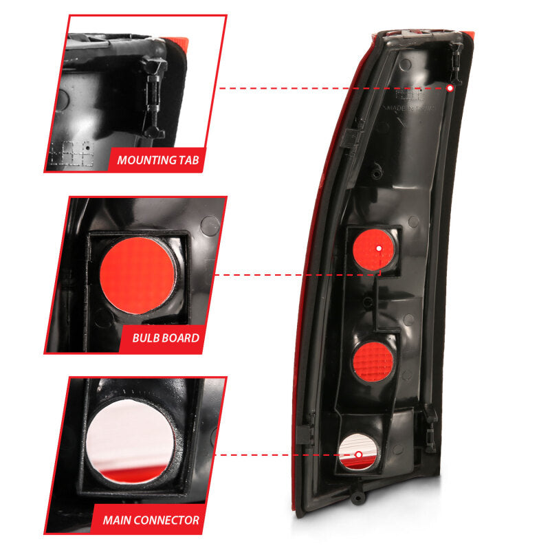 ANZO 1988-1999 Chevy C1500 Taillight Red/Clear Lens (OE Replacement) - Burkken Auto Parts