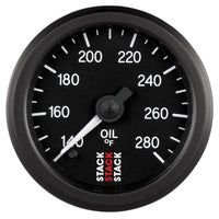 Autometer Stack 52mm 140-280 Deg F 1/8in NPTF Male Pro Stepper Motor Oil Temp Gauge - Black - Burkken Auto Parts