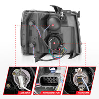 ANZO 2007-2013 Chevrolet Silverado 1500 Projector w/ Light Bar Chrome Housing w/ Sequential - Burkken Auto Parts