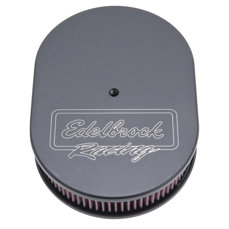 Edelbrock Air Cleaner Victor Series Oval Aluminum Top Cloth Element 11 875In X 8 25In X 3 75In Black - Burkken Auto Parts