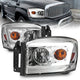 ANZO 06-09 Dodge RAM 1500/2500/3500 Headlights Chrome Housing/Clear Lens (w/ Light Bars) - Burkken Auto Parts