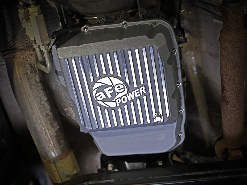 aFe Transmission Pan Raw w/ Machined Fins 13-19 Dodge Diesel Trucks L6-6.7L (td) - Burkken Auto Parts