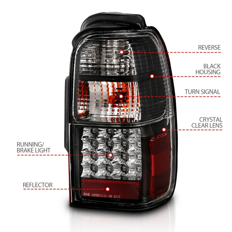 ANZO 2001-2002 Toyota 4 Runner LED Taillights Black - Burkken Auto Parts