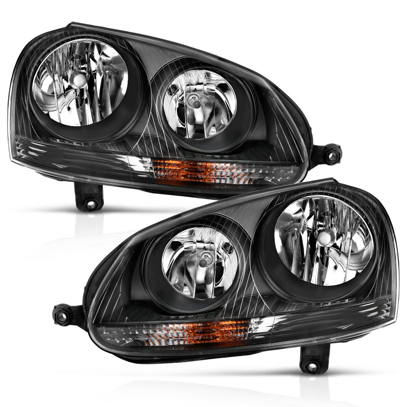ANZO 2006-2009 Volkswagen Us Rabbit Crystal Headlight Black (Halogen Only) - Burkken Auto Parts