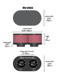 K&N Filter Universal Filter 2 3/4 inch Dual Flange GSXR Oval (2/Box) - Burkken Auto Parts