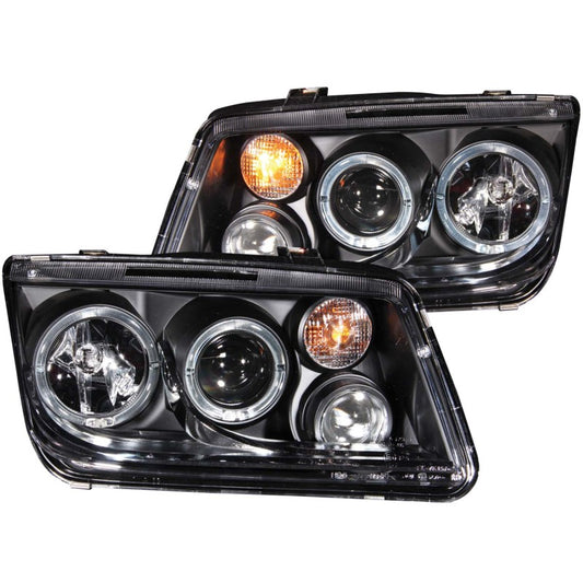 ANZO 1999-2005 Volkswagen Jetta Projector Headlights w/ Halo Black (CCFL) - Burkken Auto Parts