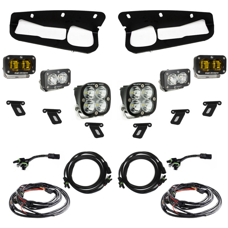 Baja Designs 21-22 Ford Bronco w/Steel Bumper S2 SAE Sportsmen Fog Pocket Light Kit - Amber - Burkken Auto Parts
