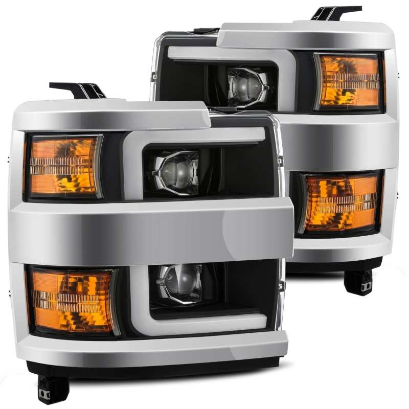 AlphaRex 15-19 Chevy 2500HD PRO-Series Proj Headlights Plank Style Blk w/Activ Light/Seq Signal/DRL - Burkken Auto Parts