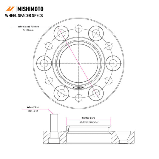 Mishimoto Wheel Spacers - 5x114.3 - 66.1 - 40 - M12 - Black