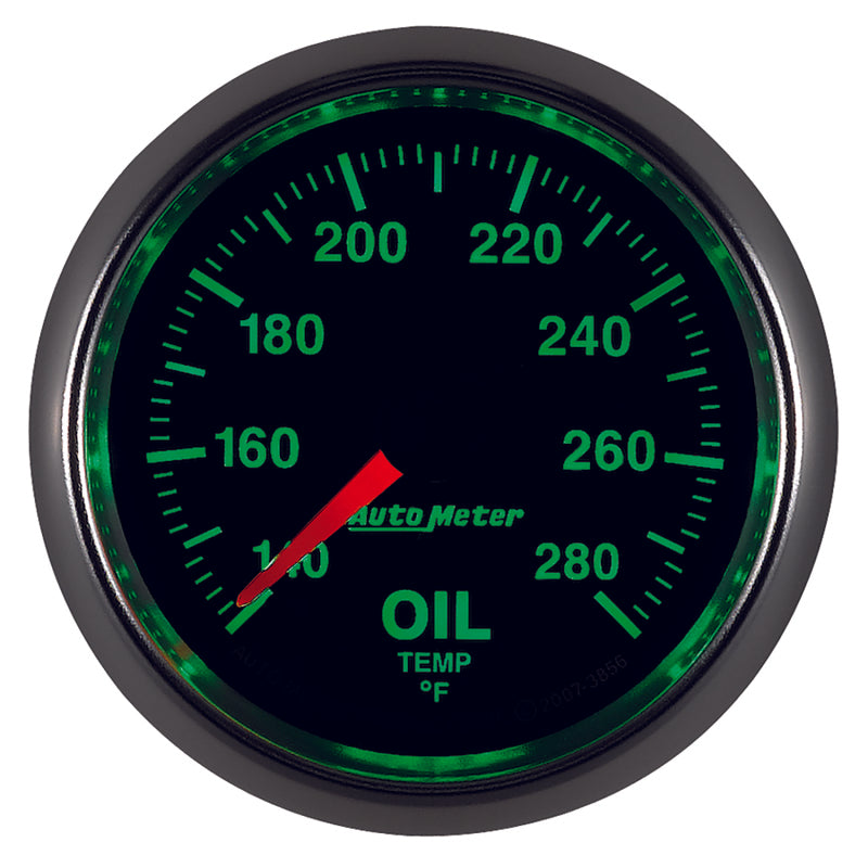 Autometer GS Series 2-1/16in Oil Temperature Gauge 140-280 Degrees Electric Full Sweep - Burkken Auto Parts