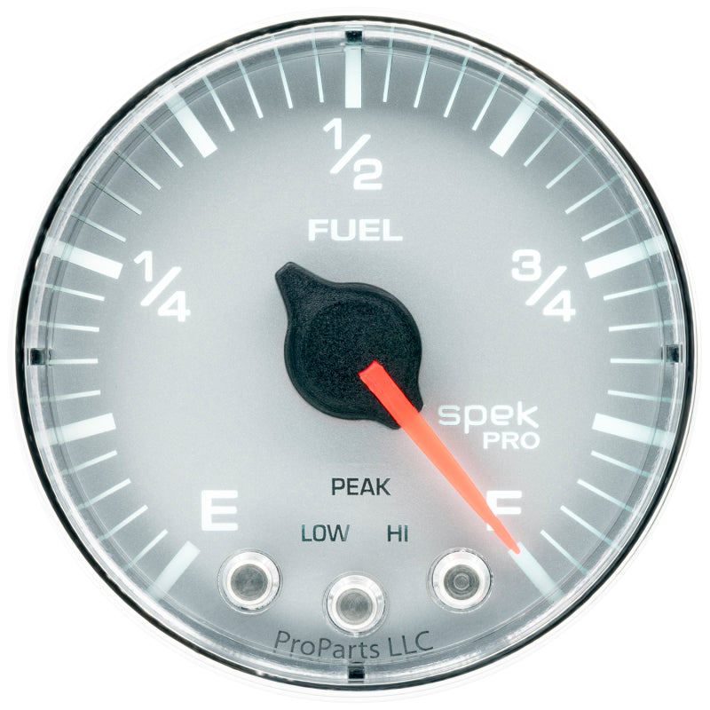 Autometer Spek-Pro Gauge Fuel Level 2 1/16in 0-270 Programmable Slvr/Chrm - Burkken Auto Parts