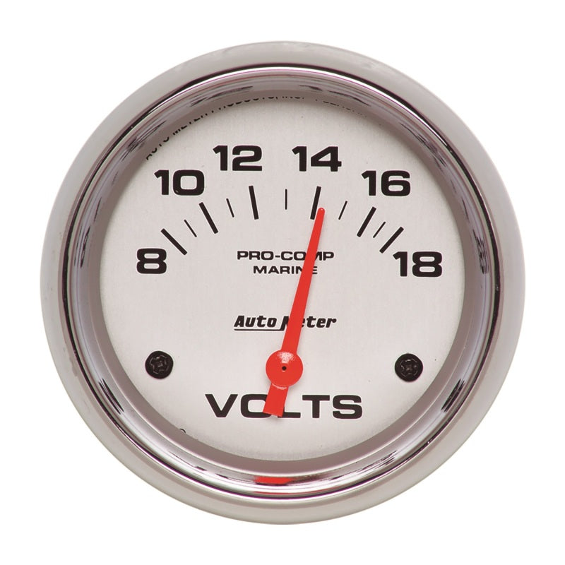 AutoMeter Gauge Voltmeter 2-5/8in. 18V Electric Marine Chrome - Burkken Auto Parts