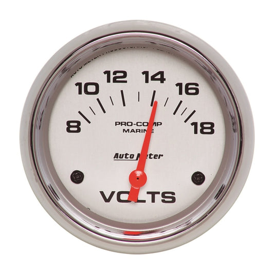AutoMeter Gauge Voltmeter 2-5/8in. 18V Electric Marine Chrome - Burkken Auto Parts