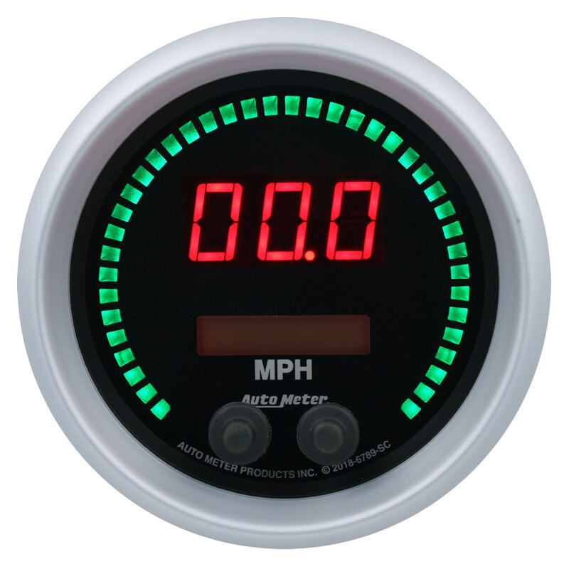 Autometer 85.7mm Black Switchable 260 MPH / 260 KM/H Speedometer Sport-Comp Elite Digital Gauge - Burkken Auto Parts