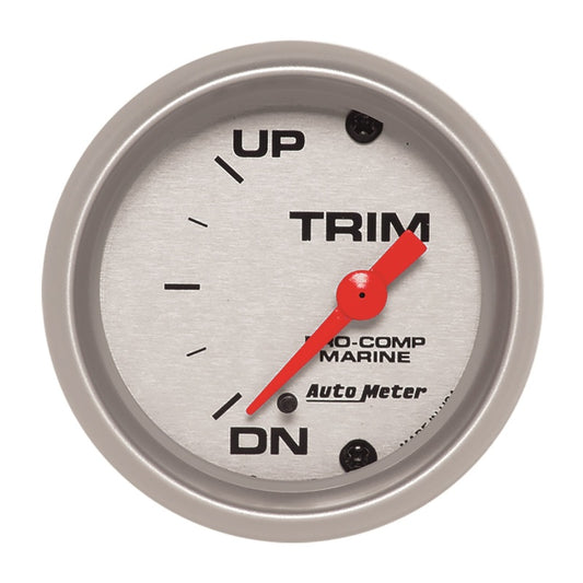 Autometer Marine Silver Ultra-Lite 2-1/16in 0 Down 90 Up Electric Trim Level Gauge - Burkken Auto Parts