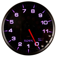 Autometer Spek-Pro Gauge Tachometer 5in 11K Rpm W/Shift Light & Peak Mem Black/Smoke/Black - Burkken Auto Parts