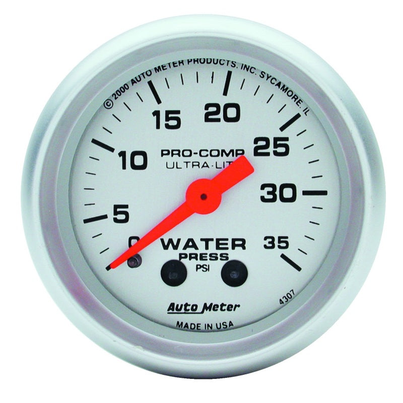 Autometer Ultra-Lite 52mm 35 PSI Mechanical Water Pressure Gauge - Burkken Auto Parts